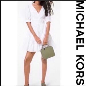 NWT MICHAEL KORS Poplin Puff-Sleeve Dress - White